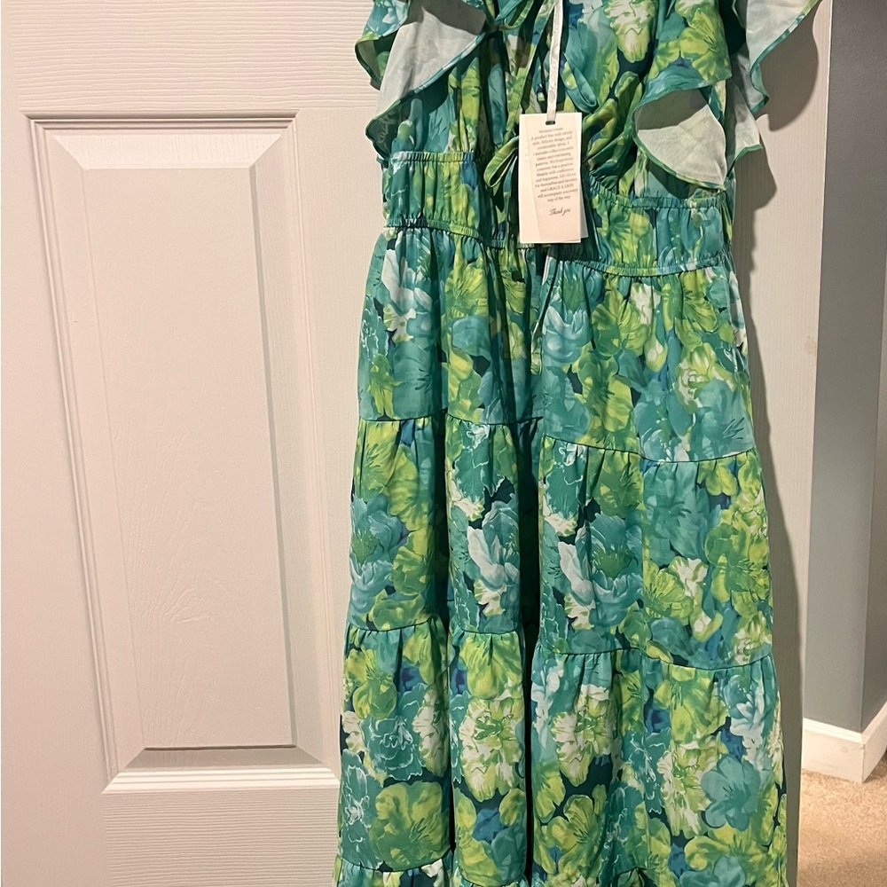 Grace Karin Green Floral Casual Dress